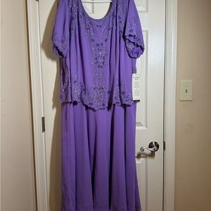 Mother of the bride Roamans Women's Plus Size Purple Beaded Dress Formal Size 32
